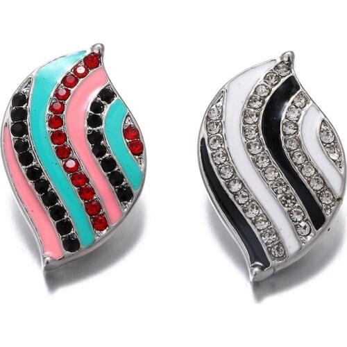 KZ1603 New Beauty Rhinestone ripple pattern 18MM snap buttons fit DIY snaps bracelets necklaces jewelry wholesale trendy