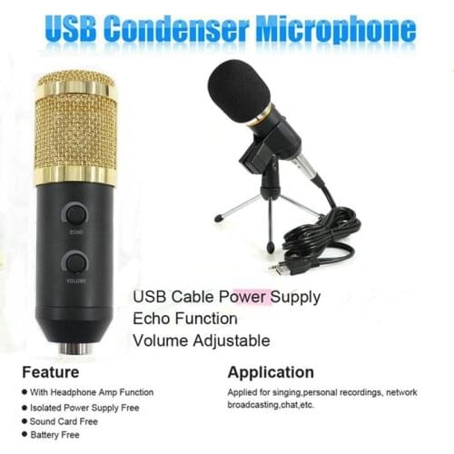 MK-F200TL 3.5mm Audio Wired Sound Recording Condenser Microphone with Shock Mount Holder Clip For Gaming Video Chatting