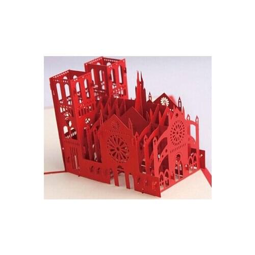 Fashion Hot 3D greeting card Notre Dame DE Paris do birthday blessing three-dimensional paper carved paper-cut greeting CARDS