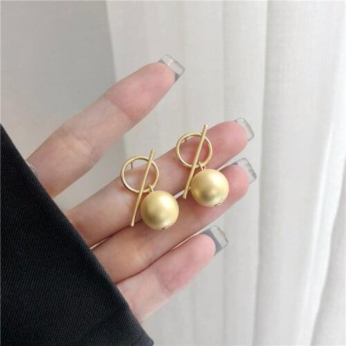 Fashion Cool Geometric Temperament Matte Small Ball Earrings INS Simple Design Sense Small Number Women Earrings Gift