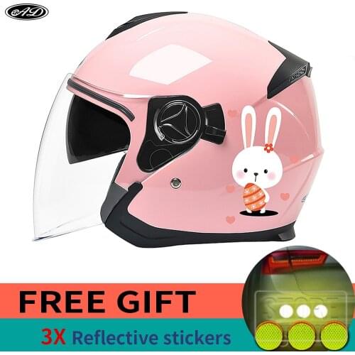 AD Open Face Motorcycle Half Helmets Moto Helmet Motociclo Cascos Para Moto Racing Vintage Helmets Double Sun Visor Black