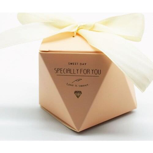 New Pink diamond style Paper Candy Boxes Bag Wedding Favors Party Supplies Baby Shower Decorations thanks Gift Box