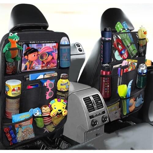 Car Back Seat Organizer with Touch Screen Tablet Holder Car Backseat Protector Kick Mats Travel Storage Bag For Kids Children