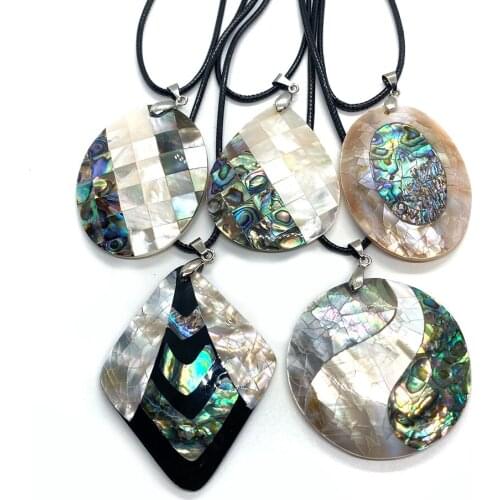 Natural Pearl Shell Splicing Geometric Shape Pendants, Fashion Necklaces of Various Specifications, for Banquet Wear