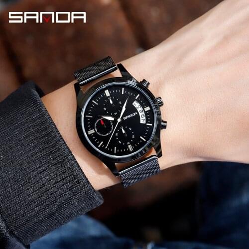 SANDA 2020 New Fashion Mens Watches Casual Quartz Watch For Men Business Wristwatch Male Clock Calendar Relogio Masculino P1039