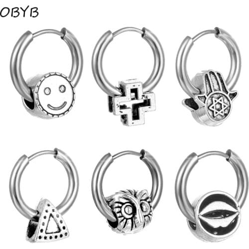 316L Stainless Steel Small Punk Retro Circle Hoop Earrings for Women Men Rock Hip Hop Statement Earrings Piercing Ear Buckle