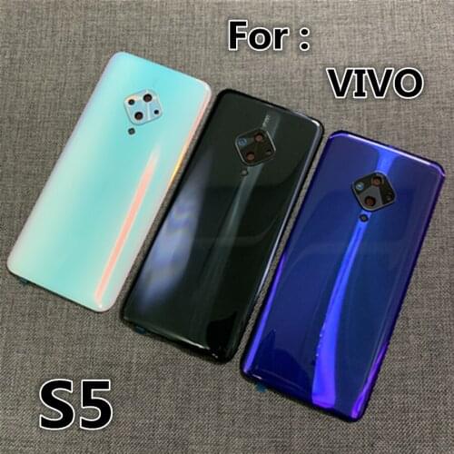 Glass Battery Back Rear Cover Door Housing For vivo S5 Battery Cover with lens S5 6.44" back shell replacement repair