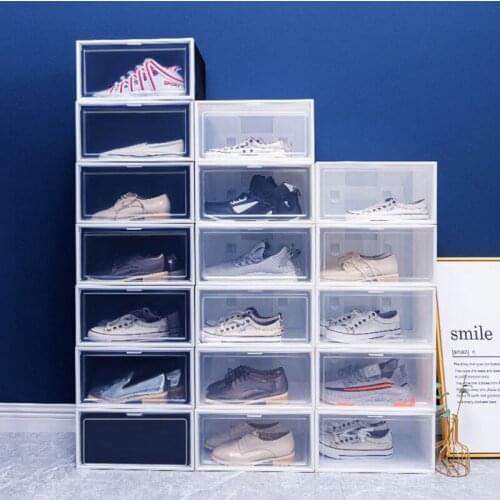 Thickened Clear Shoe Storage Box Sneaker AJ Display Case Stackable Shoe Collection Container Superimposed Combined Shoe Cabinet