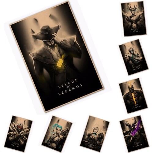 Vintage League of Legends LOL Heroes Game Poster Bar Kids Room Home Decor Retro Kraft Paper Painting Wall Sticker Wall Decals