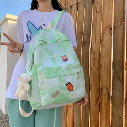 Tie-dye Style Waterproof Nylon Women School Backpack Large Girls Travel Bag College Schoolbag Female Laptop Back Pack Mochilas