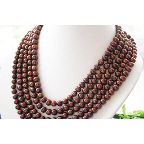Wedding Woman Jewelry 8-9mm AA Deep Brown Pearl Necklace Natural Freshwater Pearl Handmade Gift