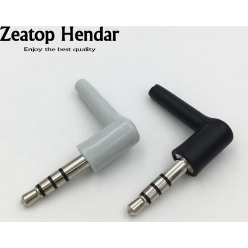 10Pcs Long 3.5mm Male 4 Pole Stereo Headset Plug 90 Degrees Soldering Audio Plugs with Housing DIY Headphone Connector 17mm