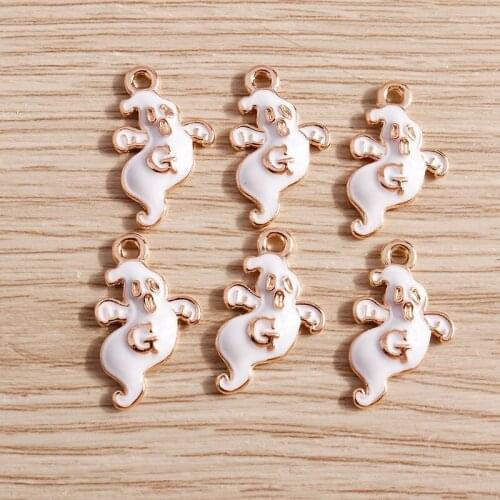 10pcs 12*21mm Halloween Charms Enamel Dancing Ghost Charms for Making Pendants Necklaces Earrings Keychain DIY Jewelry Findings