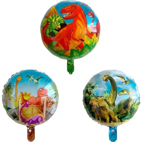 10pcs 18inch Dinosaur Foil Balloons Round Helium Balloon Children Birthday Party Supplies Toys gifts Decoration Jurassic Globos