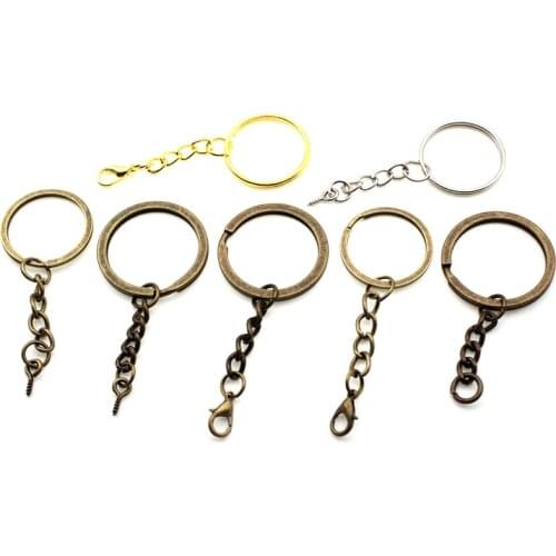 10pcs/lot 25 30mm DIY Key Chains Gold Bronze Color Keyring Keychain Short Chain Split Ring Key Rings jewelry Finding Accessories