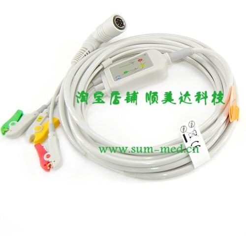 3-lead ECG patient cable for Colin Patient monitor BP88 BP306