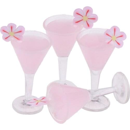 4Pcs 1/12 Dollhouse Miniature Cocktail Cup Drink Glass Model Toy Dollhouse Decor Diy Cute Furniture Toys
