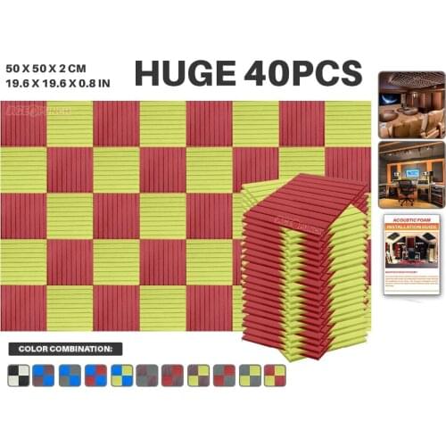 Arrowzoom 9.8 x 9.8 x 0.8" 40 pcs Flat Wedge Tile Panel Sound Absorption Acoustic Studio Foam 9 Color Combinations KK1035