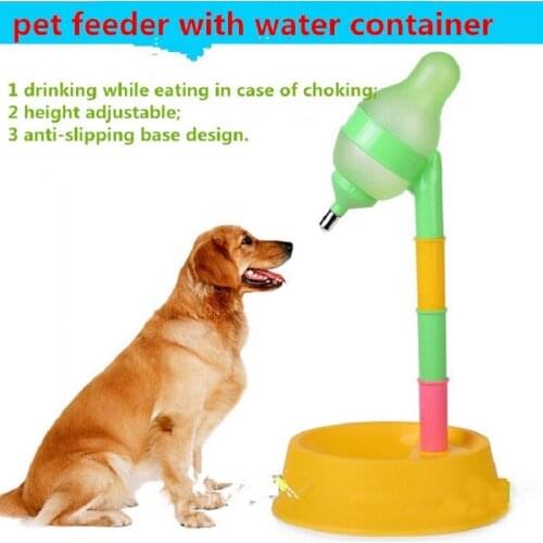 Pet Cat Dog puppy automatic Water Food Drinker Dispenser fountain Stand Dish