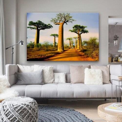 Baobabs avenue morondava madagascar nature landscape Living room decoration home wall art decor wood frame fabric poster