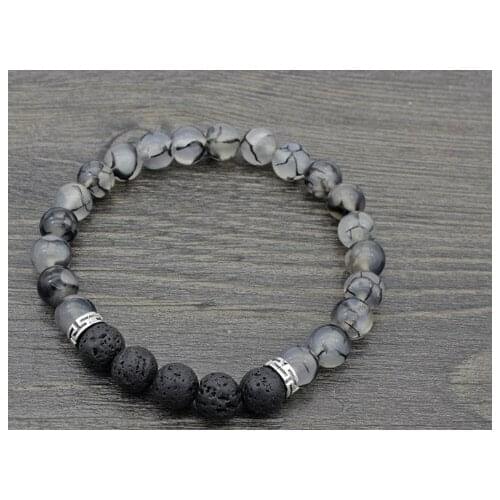 8mm hr453 adjusted Charm Black dragon bead black volcanic lava Bracelet Stone bead essential oils diffuser women