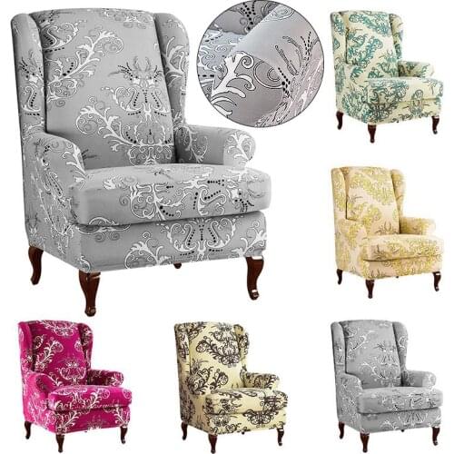European Wing Back Chair Cover Stretch Slopping Armchair Covers Printed Slipcover Removable Sofa Protector Washable Seat Case