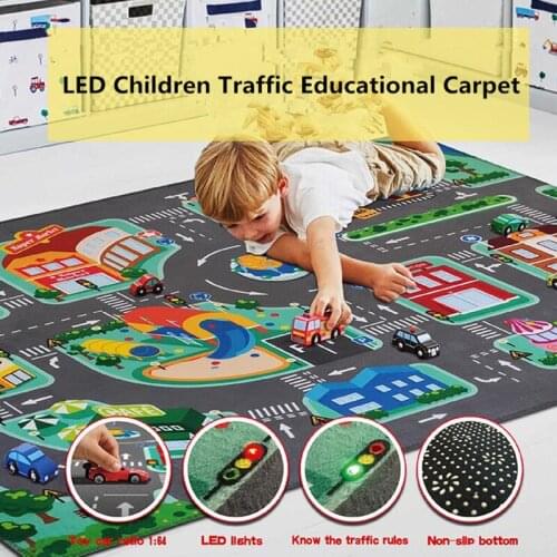 Childrens Educational Carpet Traffic Urban Road LED Baby Play Mat Crawling Pad Kids Rug Infant Non-slip Developing Mats Blanket