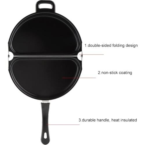 Double Side Folding Non-stick Frying Pan Omelette Egg Breakfast Maker Portable Kitchen Cookware