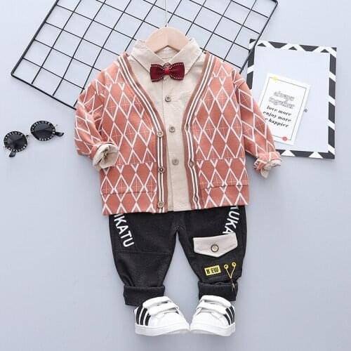 2021 Spring Autumn Outfits Baby Girls Clothing Sets Cute Infant Cotton Suits Coat+Shirt+Pants 3pc Suits Boys Kids Tracksuit