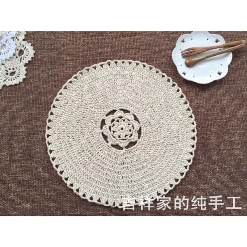 2015 new arrival ZAKKA luxury cotton knitted round doily for home lace doily with flower in the center for kitchen decor mat