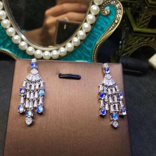 Best Gift Natural Real Natural and Real Moonstone earrings Fashion MoonstoneEarring 925 sliver Earring