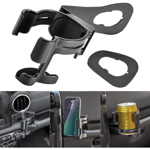 Multi-Function Drink Cup Bottle Phone Holder Bolt-on Stand Bracket Organizer for 2011-2018 Jeep Wrangler JK JKU Sahara Rubicon