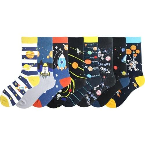 Socks Men Alienware Planet Universe Fashion Street Trend Cotton Different Pattern Novelty Harajuku Casual Skateboard Male Sock