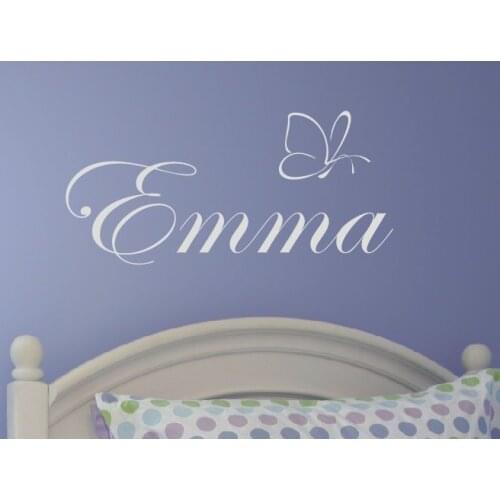 Custom Princess Baby Girl Name Wall Sticker, Nursery Monogram Butterfly Vinyl Decal Glue for Girls Bedroom Home Decor A928