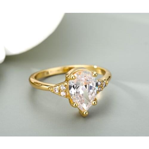 Stainless Steel Water Drop Rings For Women Shiny Gemstone Wedding Couple Ring 2021 Trend Aesthetic Jewelry Gift Bague Femme