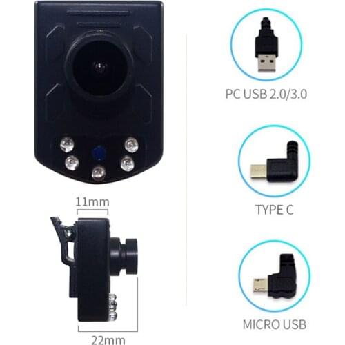 Night Vision Body Camera With Type-C 2 megapixel Mini Size Metal Housing With Clip Compatible External UVC Camera