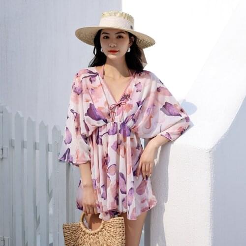 Couples Swimwear Womens 3set Swimsuit Halter Bikinis Push Up Bathsuit Boyshort Print Covers Mens Swim ShortsTrunks