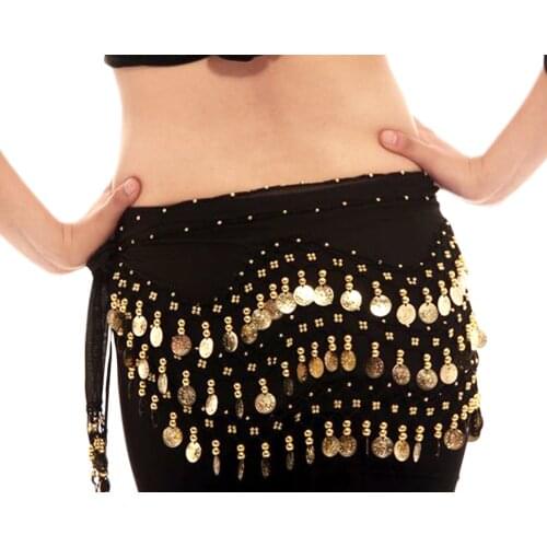 2018 High Quality New Cheap Belly Dancing Costume Hip Belt 128 Coins Belly Dance Waist Scarf for Women 13 Colors Available