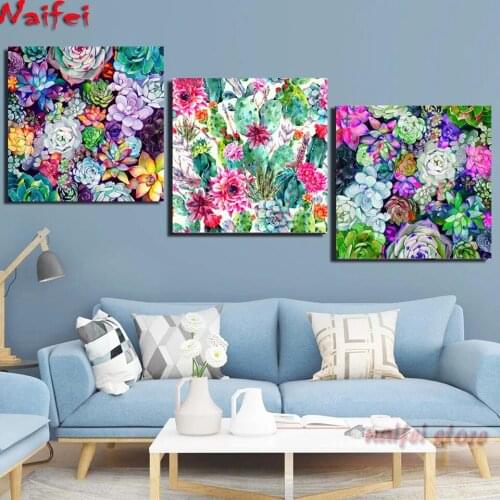 Full Square Round Diamond Painting Flower Diamond Embroidery Cactus Mosaic Handmade Home Decoration Diamond Art Succulent Plants