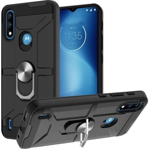 Magnetic Metal Ring Stand Holder Armor Shockproof Case For Motorola Moto E7 Power 2021 TPU Bumper Hard PC Protective Back Cover