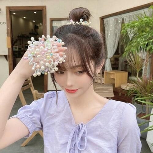 Korea Telephone Wire Line Hair Tie Ring Colorful Ball Spiral Shape Clear Color Rubber Eastic Hair Band Women Hair Accessories