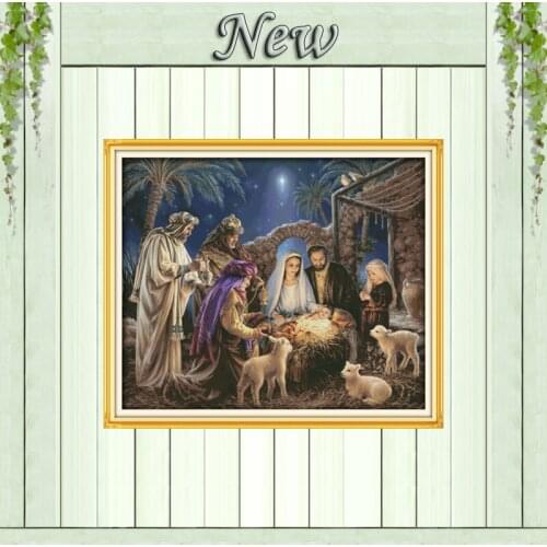 The birth of baby Jesus decor painting counted print on canvas DMC 14CT 11CT Chinese Cross Stitch Needlework Set Embroidery kits