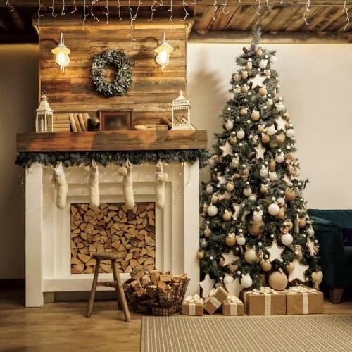 Christmas Photography Backdrops Fireplace Tree Room Interior Decoration Photo Background Photozone Photophones For Photos Props