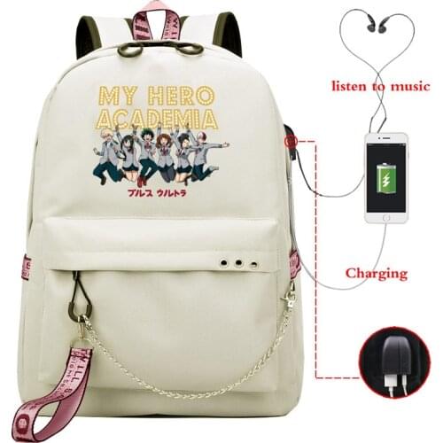 My Hero Academia Backpacks Girls High School Bags Teenagers Usb Charging Teen Laptop Student Book Bag College Leisure Schoobag