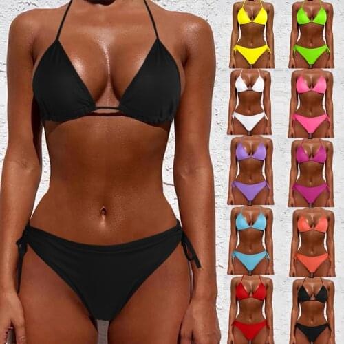 Sexy Bikini Set Solid Bathing Suit Swimwear Women Push Up Tankini Sets Plus Size Beachwear Swimsuit Micro Bikinis 2021 Mujer