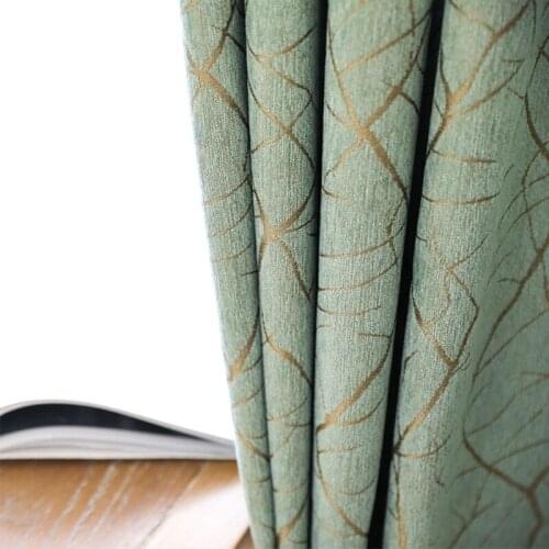 Nordic Simple Chenille Curtains American Blackout Curtains for Living Dining Room Bedroom