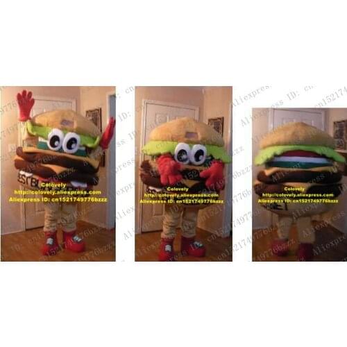 Cute Brown Hamburger Best Burgers On The Planet Mascot Costume HAM Burger Bun Panettone Bread With Red Hands No.586 Free Ship