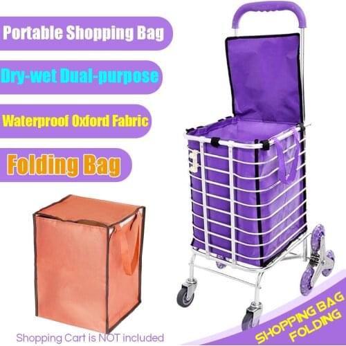 Shopping Trolley Bag Portable Folable Tote Bag Shopping Cart Grocery Bags With Wheels Rolling Grocery Cart Shopping Organizer