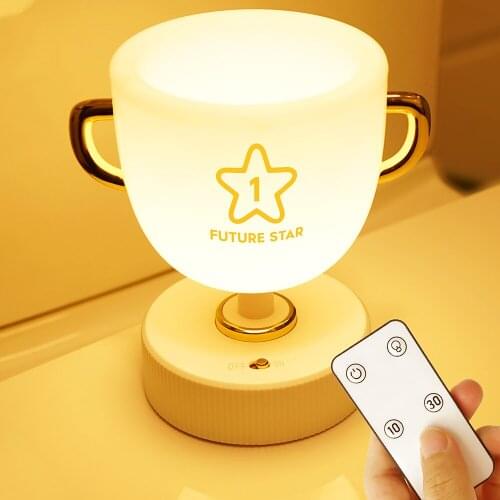 LED Trophy Shape Pen Holder Night Light Remote Control Adjustable Color Table Lamp Reading Lamp Learning Bedroom Lamp Gift
