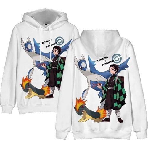Demon Slayer Kimetsu No Yaiba Men/women off white Hoodies Anime Unisex Harajuku Sweatshirt Casual Male Cosplay Costumes